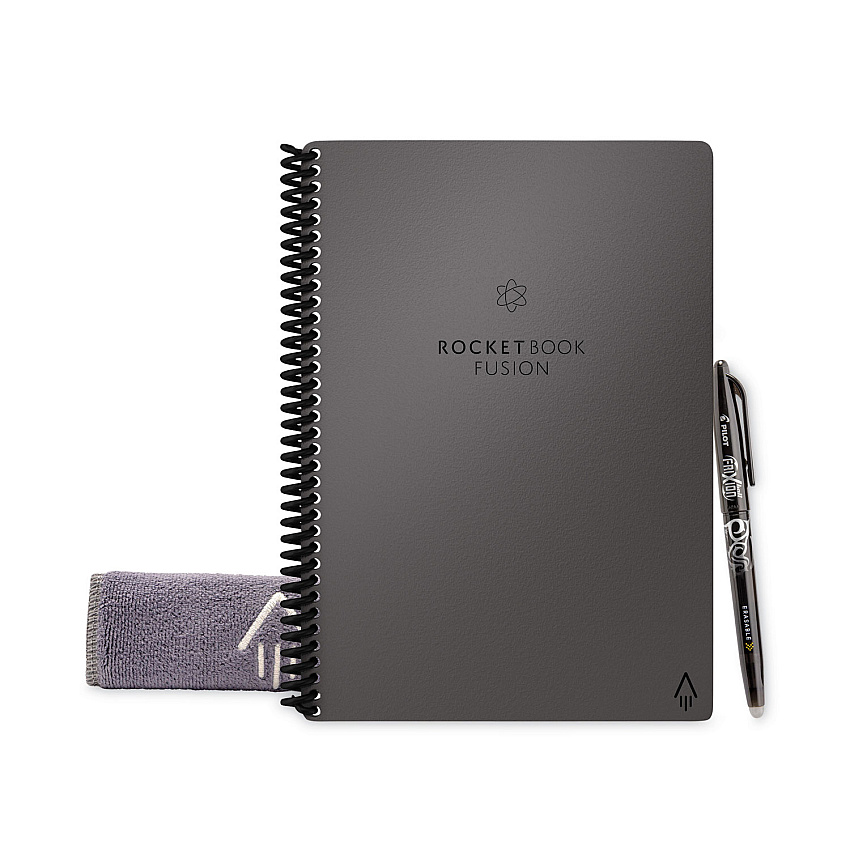 Rocketbook Fusion Smart Notebook, Seven Assorted Page Formats, Gray Cover, (21) 8.8 x 6 Sheets (EVRFERCCIGFR)