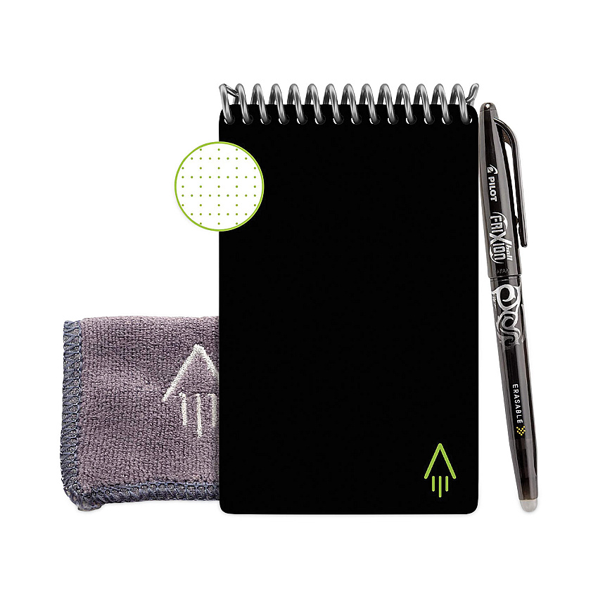 Rocketbook Mini Notepad, Black Cover, Dot Grid Rule, 3 x 5.5, White, 24 ...