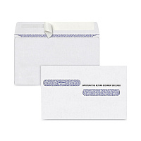 TOPS W-2 Four-Up Self-Seal Security Tinted Double Window Envelope, Square Flap, Self-Adhesive Closure, 5.63 x 9, White, 100/Pack (DW4ALTPS100)