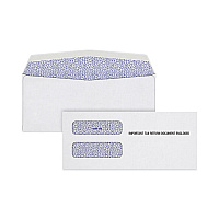 TOPS 1099 Gummed Security Tinted Double Window Envelope, Commercial Flap, Gummed Closure, 3.75 x 8.75, White, 100/Pack (S10993E)