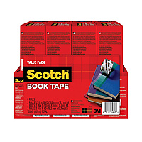 Scotch Book Tape Value Pack, 3" Core, (2) 1.5" x 15 yds, (4) 2" x 15 yds, (2) 3" x 15 yds, Clear, 8/Pack (845VP)
