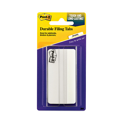 Post-it Solid Color Tabs, 1/3-Cut, White, 3" Wide, 50/Pack (686F50WH3IN)