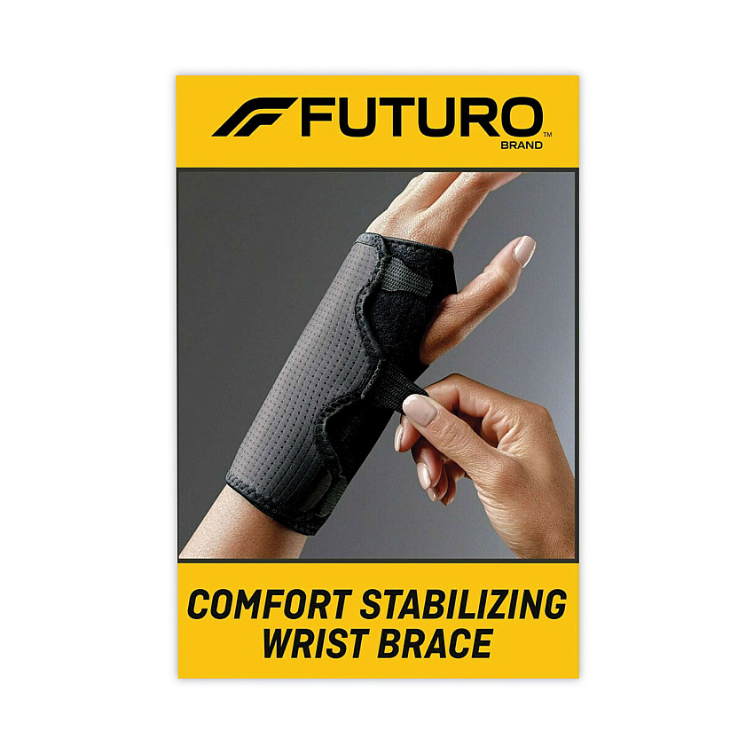 FUTURO Adjustable Reversible Splint Wrist Brace, Fits Wrists 5.5" to 8.5", Black (10770EN)