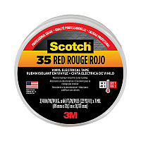 3M Scotch 35 Vinyl Electrical Color Coding Tape, 3" Core, 0.75" x 66 ft, Red (10810)