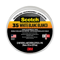 3M Scotch 35 Vinyl Electrical Color Coding Tape, 3" Core, 0.75" x 66 ft, White (10828)