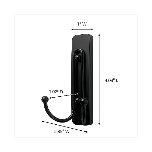 Command Adhesive Mount Metal Hook, Large, Double Hook, Matte Black Finish, 4 lb Capacity, 1 Hook and 1 Strip/Pack (17036MBES)