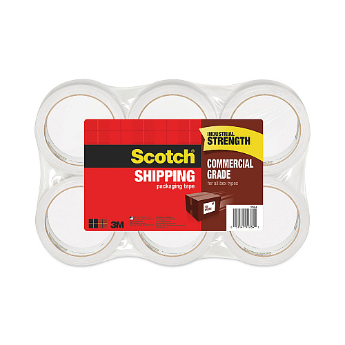 Scotch 3750 Commercial Grade Packaging Tape, 3" Core, 1.88" x 54.6 yds, Clear, 6/Pack (37506)