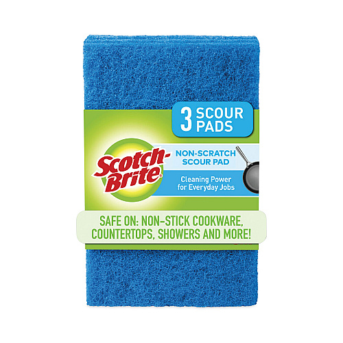 Scotch-Brite Non-Scratch Scour Pads, Size 3 x 6, Blue, 10/Carton (62310)
