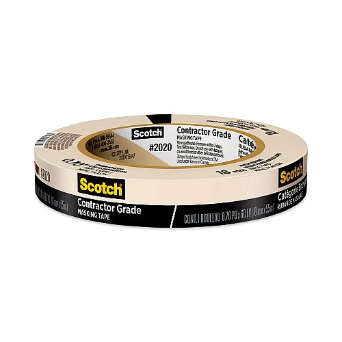 Scotch Commercial-Grade Masking Tape for Production Painting, 3" Core, 0.7" x 60 yds, Natural (202075ABK)