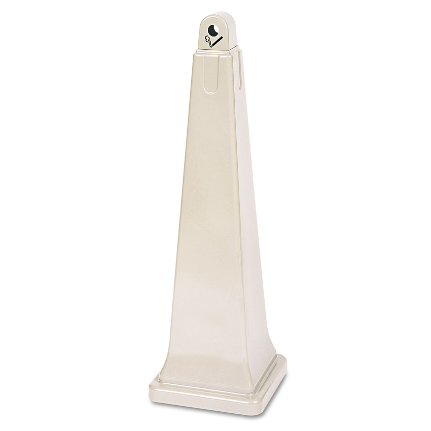 Rubbermaid Commercial GroundsKeeper Cigarette Waste Collector, Pyramid, 1 gal, 12.25 x 39.75, Beige (257088BG)
