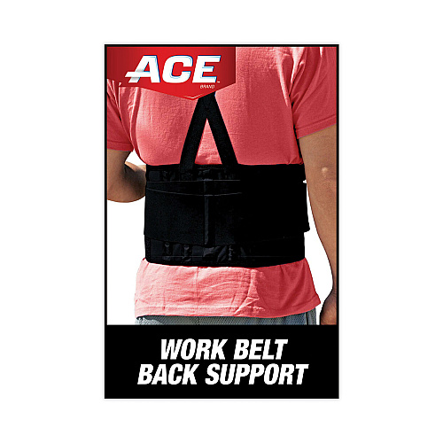 ACE Work Belt with Removable Suspenders, One Size Fits All, Up to 48" Waist Size, Black (208605)