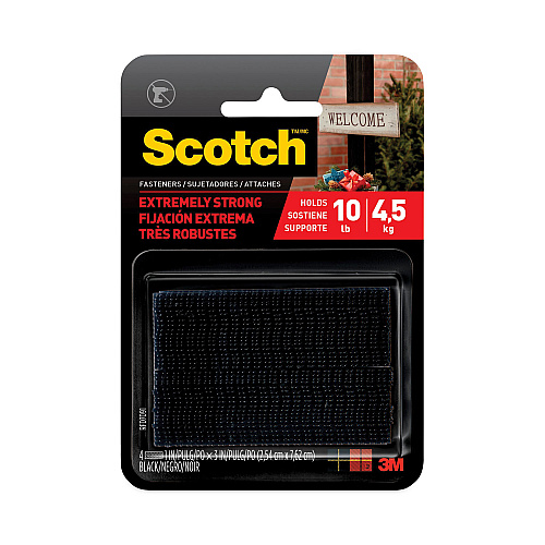 Scotch Heavy-Duty All-Weather Fasteners, 1" x 3", Black, 2/Pack (RFD7091)