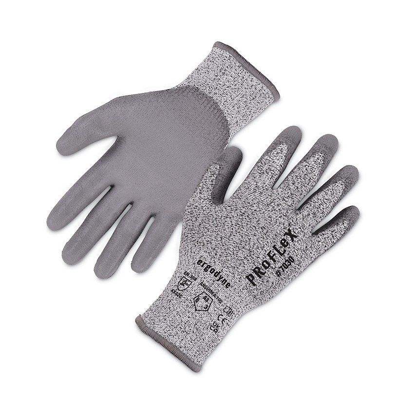 ergodyne ProFlex 7030 ANSI A3 PU Coated CR Gloves, Gray, Small, 12 Pairs/Pack (10452)