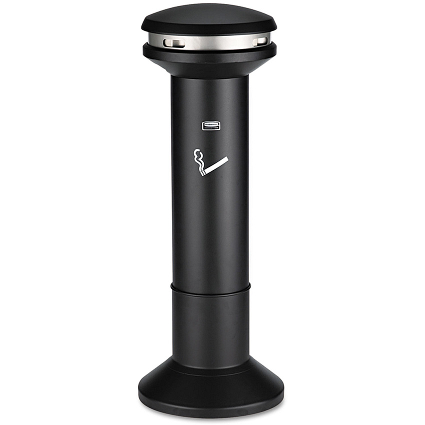 Rubbermaid Commercial Infinity Ultra-High Capacity Smoking Receptacle, 6.7 gal, 15.5 dia x 41.5h, Black (9W34BLA)