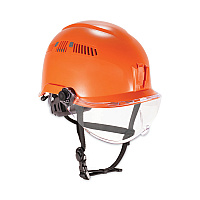 ergodyne Skullerz 8975V Class C Safety Helmet with 8991 Visor Kit, Clear Lens, 6-Point Ratchet Suspension, Orange (60221)