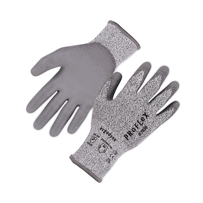 ergodyne ProFlex 7030 ANSI A3 PU Coated CR Gloves, Gray, Large, 12 Pairs/Pack (10454)