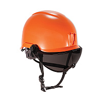 ergodyne Skullerz 8974V Class E Safety Helmet with 8991 Visor Kit, Smoke Lens, 6-Point Ratchet Suspension, Orange (60218)