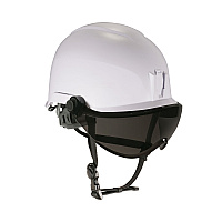 ergodyne Skullerz 8974V Class E Safety Helmet with 8991 Visor Kit, Smoke Lens, 6-Point Ratchet Suspension, White (60216)