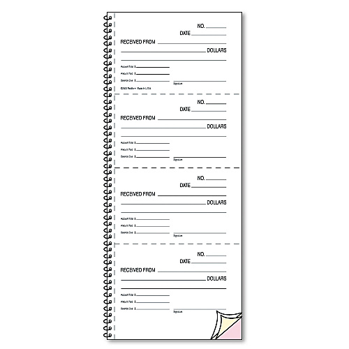 Rediform Money and Rent Unnumbered Receipt Book, 5 1/2 x 2 3/4, Two-Part, 500 Sets/Book (23L117)