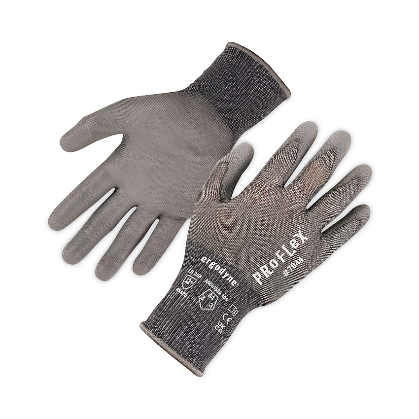 ergodyne ProFlex 7044 ANSI A4 PU Coated CR Gloves, Gray, X-Large, Pair (10495)