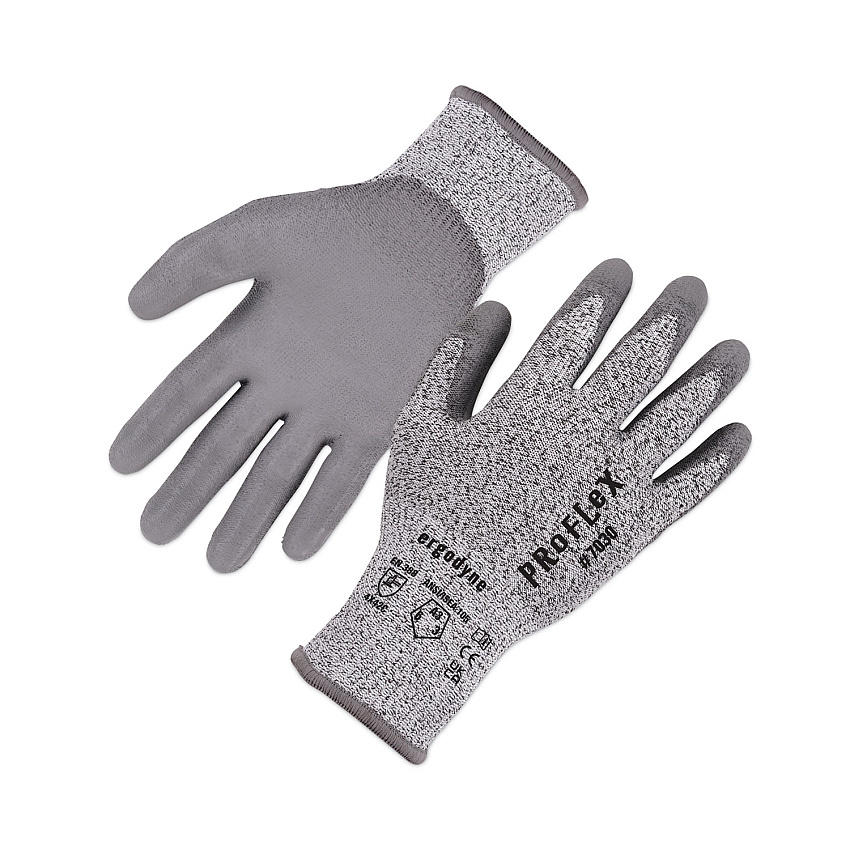 ergodyne ProFlex 7030 ANSI A3 PU Coated CR Gloves, Gray, Large, Pair (10464)