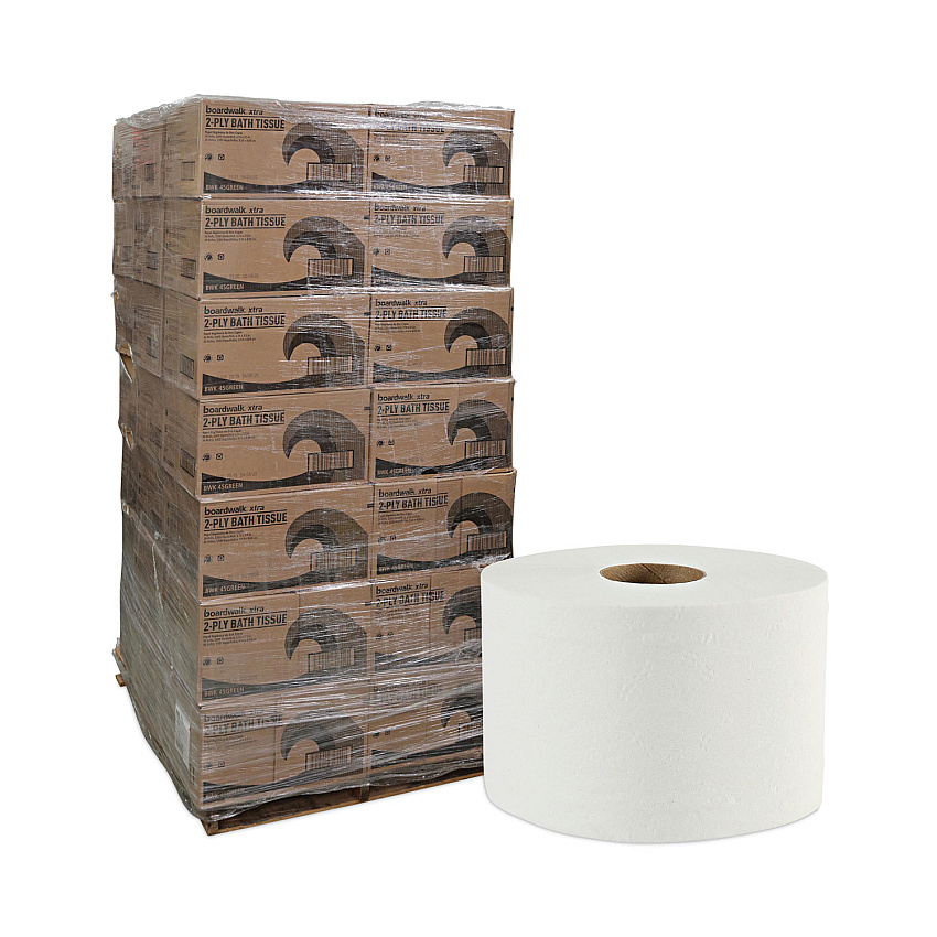 Boardwalk&reg; Green Xtra Controlled Toilet Paper, 2-Ply, 1000 Sheets/Roll, 36 Rolls/Carton, 48 Cartons/Pallet (BWK45XTRAPLT)
