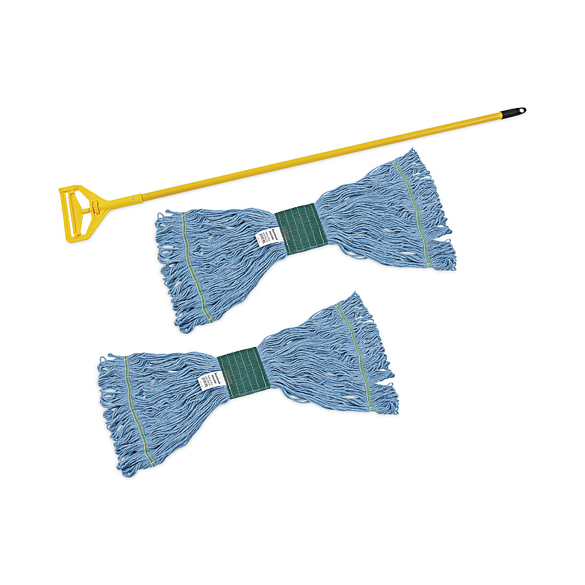 Boardwalk&reg; Looped-End Mop Kit, 2 Medium Mop Heads, 1 Handle (BWK400MBC)