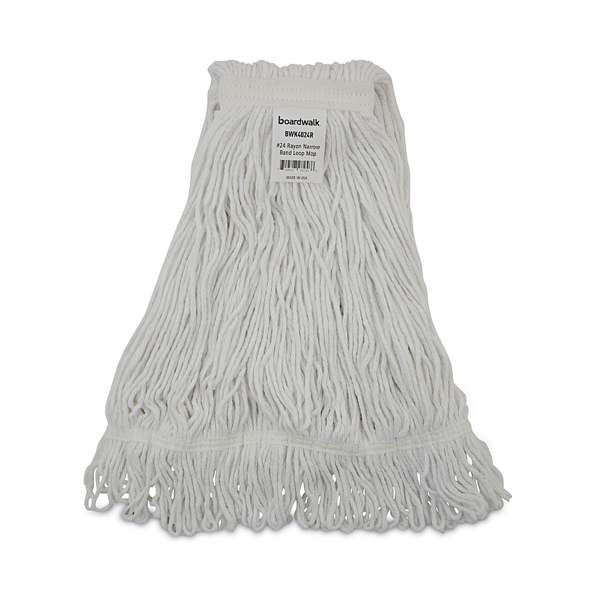 Boardwalk&reg; Pro Loop Wet Mop Head, Rayon, #24 Size, 12 Mop Heads (BWK4024RCT)