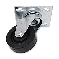 Replacement Plate Casters, Rigid Mount Plate, 3.5" Rubber Wheel, Black