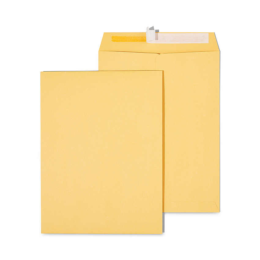 Universal Peel Seal Strip Catalog Envelope, #10 1/2, Square Flap, Self-Adhesive Closure, 9 x 12, Natural Kraft, 100/Box (UNV40102)