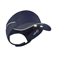 ergodyne Skullerz 8965 Lightweight Bump Cap Hat with LED Lighting, Long Brim, Navy (23339)