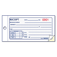 Rediform Small Money Receipt Book, Two-Part Carbonless, 2.75 x 5, 50 Forms Total (8L820)
