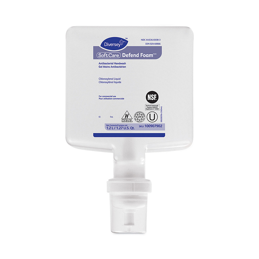 Diversey Soft Care Defend Foam Handwash Refill, Fragrance-Free, 1.2 L, 6/Carton (100907902)