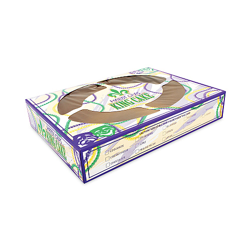 Mardi Gras King Cake Window Boxes, 19 X 14 X 3.5, Green/purple/white, Paper, 50/carton