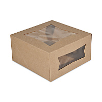 Kraft Window Bakery Boxes, 8 X 8 X 4, Brown, Paper, 150/carton