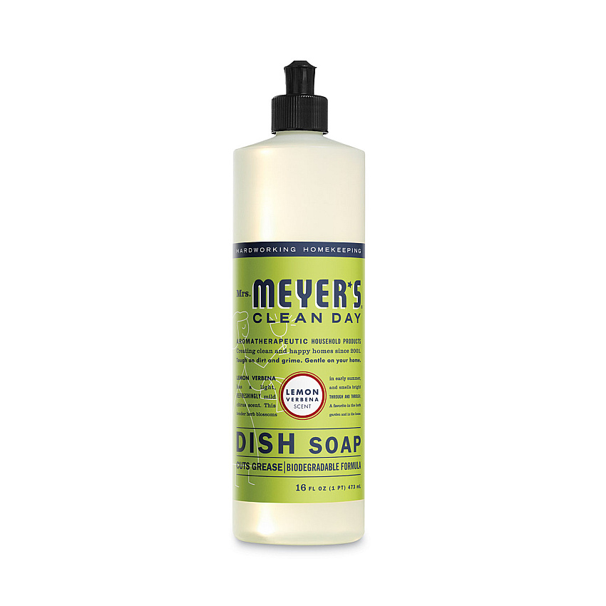 Mrs. Meyer's&reg; Dish Soap, Lemon Scent, 16 oz, Bottle, 6 Bottles (372575)