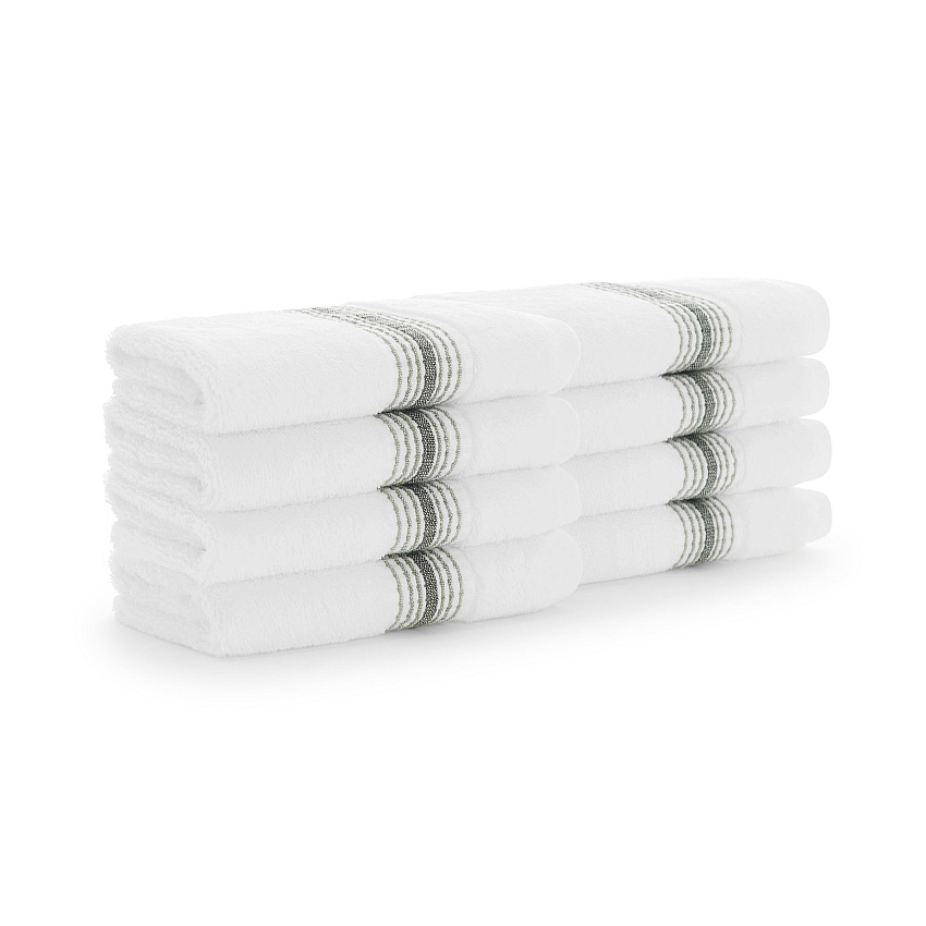 Aston & Arden Turkish Striped Washcloth 13x13 Sage - Pack Of 8 (WC-STT-1313-1.75-SGE)