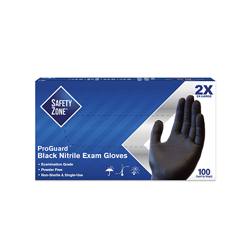 Safety Zone Nitrile Powder Free 3.5 Mil Exam Gloves Black 2xl, Case Of 1000 (GNPR-2X-BK)