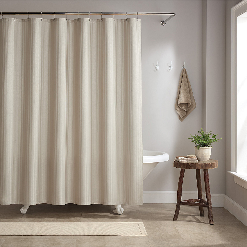 Host & Home Poly Shower Curtain Set 72x72 Damask Almond Milk - 1 Set (P-SCSTD-7272-BG)