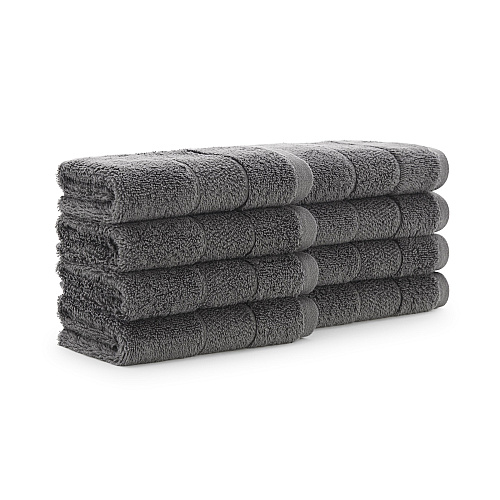 Aston & Arden Turkish Solid Washcloth 13x13 Pewter - Pack Of 8 (WC-TS-1313-1.75-PTR)