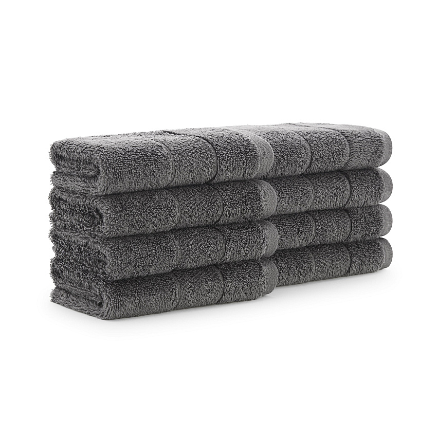 Aston & Arden Turkish Solid Washcloth 13x13 Pewter - Pack Of 8 (WC-TS-1313-1.75-PTR)