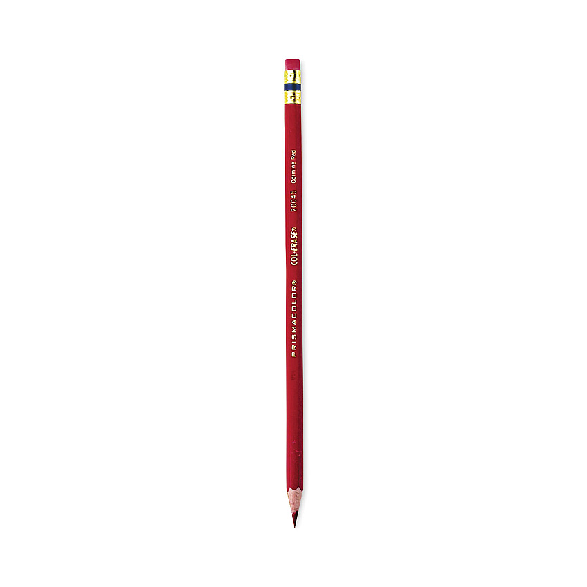 Prismacolor Col-Erase Pencil with Eraser, 0.7 mm, 2B, Carmine Red Lead, Carmine Red Barrel, Dozen (20045)