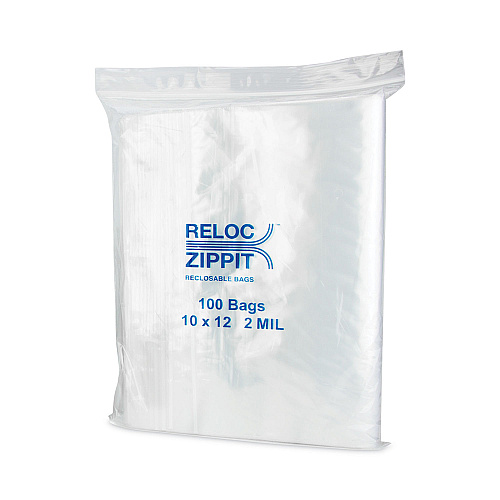 Zippit Resealable Bags, 2 Mil, 10 X 12, Clear, 100 Bags/pack, 10 Packs/carton