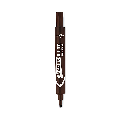 Avery MARKS A LOT Large Desk-Style Permanent Marker, Broad Chisel Tip, Brown, Dozen (8881) (08881)