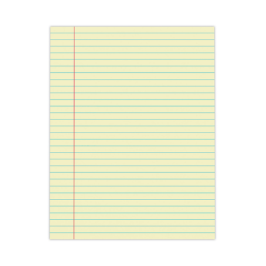 Universal Glue Top Pads, Wide/Legal Rule, 50 Canary-Yellow 8.5 x 11 Sheets, Dozen (UNV22000)