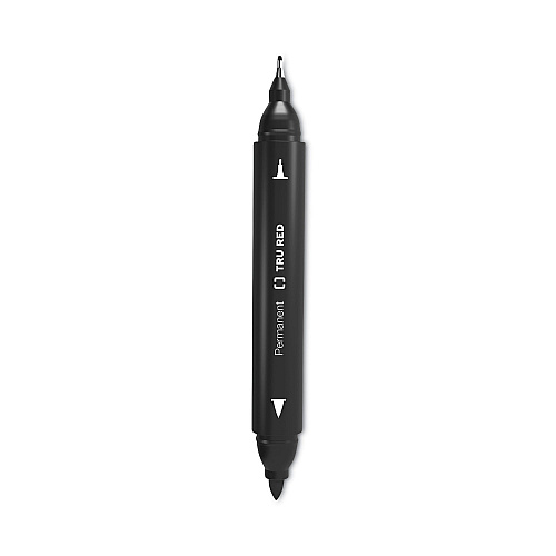 TRU RED Permanent Marker, Pen-Style Twin-Tip, Extra-Fine/Fine Bullet/Needle Tips, Black, 4/Pack (24417735)