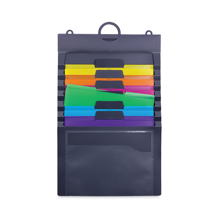 Smead Cascading Wall Organizer, 6 Sections, Letter Size, 14.25 x 24.25, Gray, Neon Green, Neon Orange, Neon Pink, Purple, Yellow (92060)