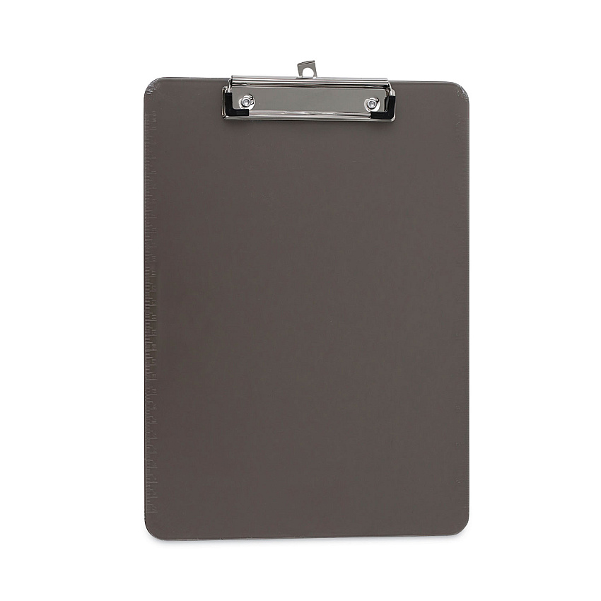 Universal Plastic Clipboard with Low Profile Clip, 0.5" Clip Capacity, Holds 8.5 x 11 Sheets, Translucent Black (UNV40311)