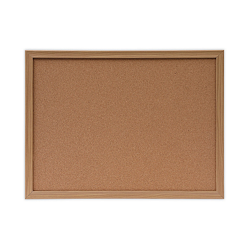 Universal Cork Board with Oak Style Frame, 24 x 18, Tan Surface (UNV43602)