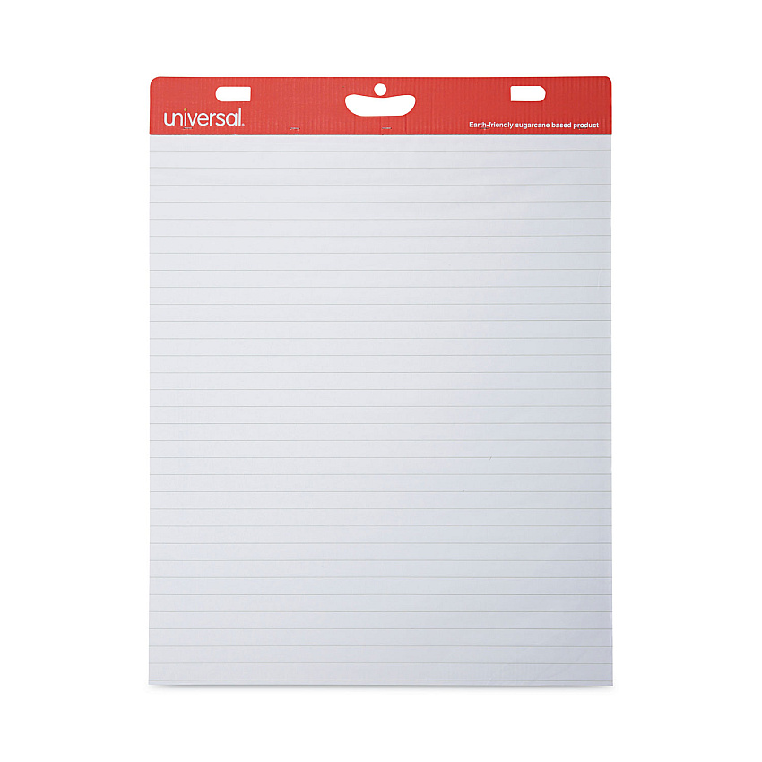 Universal Renewable Resource Sugarcane Based Easel Pads, Presentation Format (1" Rule), 27 x 34, White, 50 Sheets, 2/Carton (UNV45602)